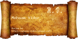 Mehsam Vidor névjegykártya